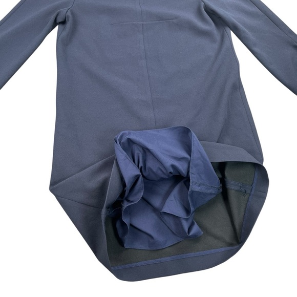 Tibi Tie Sleeve Structured Crepe Navy Shift Dress In Size 2 - Picture 8 of 11